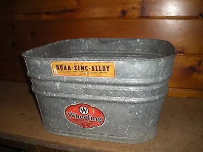 Wheeling Vintage Galvanized Zinc #62 Square 19  Wash Tub W/ Handles • $75