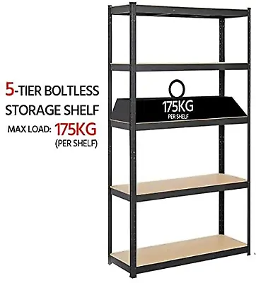 Adjustable 5-Tier Shelf Garage Shelving Unit Storage Rack 150x70x30cm • £20.46