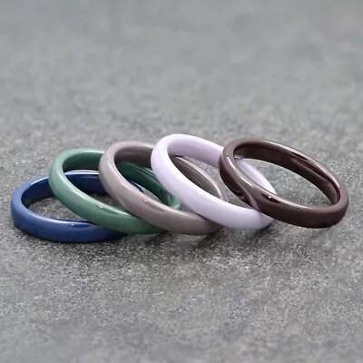 Ceramic Wedding Band Polished 4mm Ring Gray Green Dark Blue Purple Or Brown • $17.99