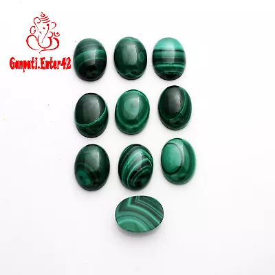 MALACHITE LOOSE GEMSTONE OVAL CABOCHONS 8x6 MM NATURAL CALIBRATED 5 PCS LOT E7 • $4.86