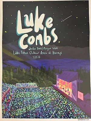 $125 • Buy Luke Combs SOUTH LAKE TAHOE Concert Poster - September 22, 2022