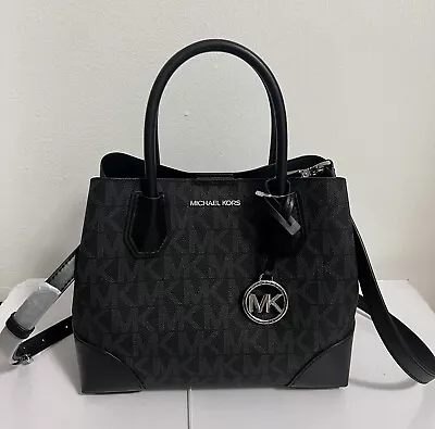 Michael Kors Mercer Gallery Small Logo Satchel Black  • $138