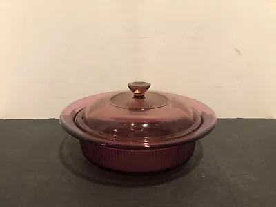 Vision Corning Ware 1 Quart V-31-B Cranberry Round Casserole Cookware W/ Lid • $16.99