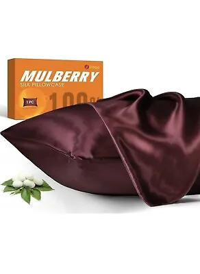 100% Mulberry Silk Pillowcase For Hair And Skin 22 Momme Wine Red Standard 1pc • $9.99