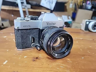 Vintage Vivitar 420/ SL Film Camera W/55mm F1.4 Lens • $33.99