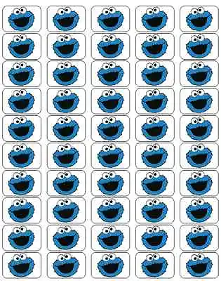 50 Cookie Monster Envelope Seals / Labels / Stickers 1  By 1.5  • $2.19