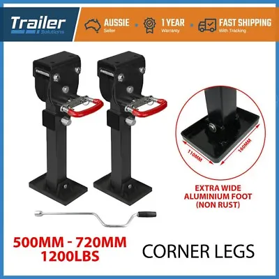 X2 Corner Legs Drop Down Stabilizers 500mm Handle 1200lbs Caravan Camper Trailer • $129