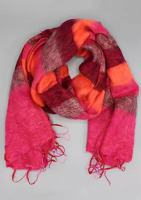 Bright And Soft Pink Orange Mix Hand-loomed Yak Wool Shawl • $29.90