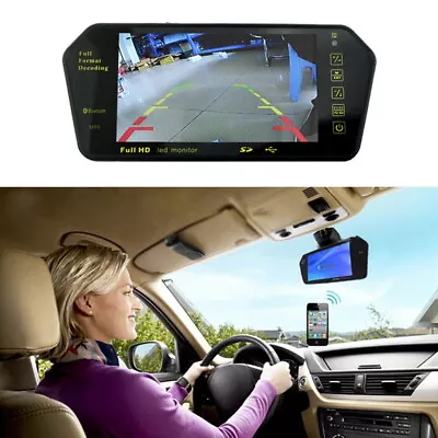 7  Car Rear View Mirror Monitor Built-in Bluetooth FM/USB/TF HD LCD TFT Display • $34.88