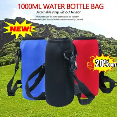 $5.58 • Buy 1000ml Neoprene Water Bottle Carrier Insulated Cover Bag Holder Strap 2022