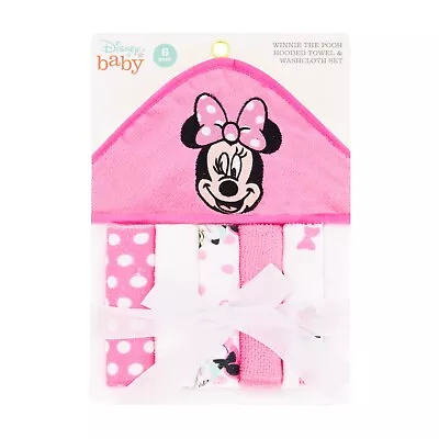 Disney Baby Minnie Mouse Hooded Towel With 5 Piece Washcloth Set GIFT GS71797 • $12.99