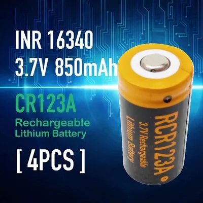 4x Tpower RCR123a 3.7V 850mAh Lithium Rechargeable 16340 Nipple Top Battery • $28.99