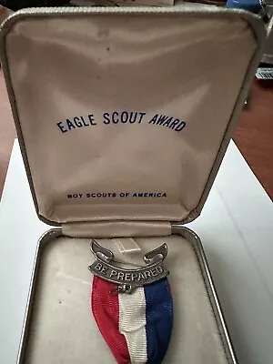 Vintage 1960's Eagle Scout Award Medal W/ Ribbon & Case • $89