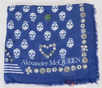 $288.19 • Buy New Alexander McQueen 646452 Modal Jeweled Button Biker Skull Scarf