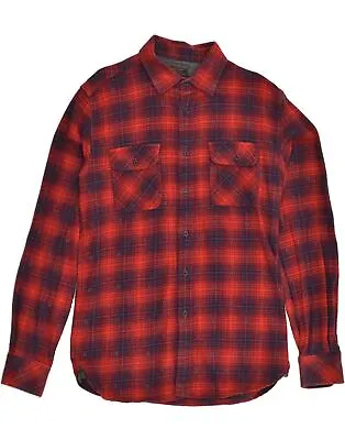 ZARA Mens Slim Fit Flannel Shirt Large Red Check AB05 • £12.73