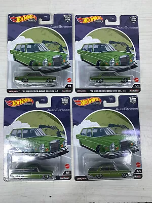 2023 Hot Wheels Auto Strasse ‘72 Mercedes Benz 280 Sel 4.5 Green (lot Of 4) 1/64 • $39.99