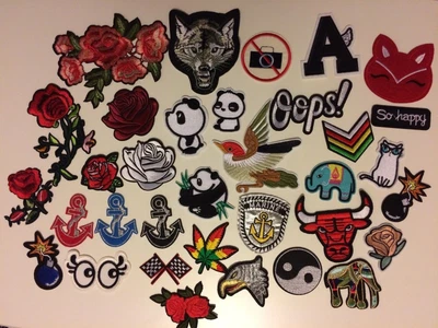 £2.50 • Buy Badge Fabric Iron On Sew On Patches Transfers Embroidered Applique Cloth Fashion