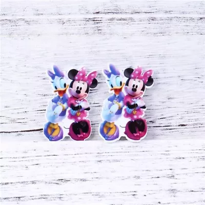 2 X 30mm MINNIE MOUSE + DAISY DUCK LASER CUT FLAT BACK RESIN HEADBANDS HAIR BOWS • £0.99