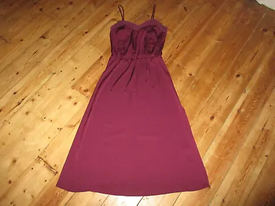 H&M Conscious Collection Strappy Purple Flare Midi Silky Dress Size 8 • £4.99