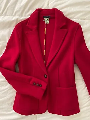 Euc J.crew J Crew Boiled Wool Sweater Jacket Blazer 8 10 M Medium Red Tailored  • $39