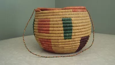 Vintage Hand Woven Coiled  Southwestern Native American Round Basket With Lid • $32.60