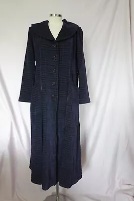 Fabulous OUT OF XILE Edwardian Velvet Long Frock COAT Navy Size 3 - 12/14 Vgc • £75