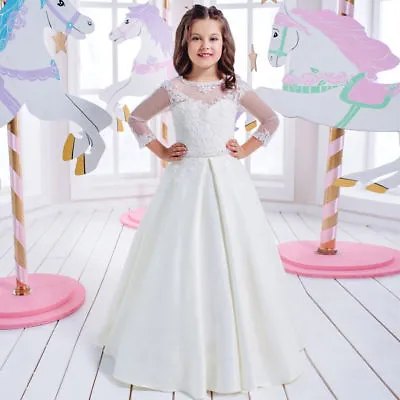 $52.24 • Buy Princess Pageant Dresses Girls Long Sleeves Appliques First Communion Dresses
