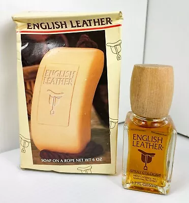New ENGLISH LEATHER Spray Cologne + Soap Bundle By MEM *VINTAGE RARE ORIGINAL • $34.99
