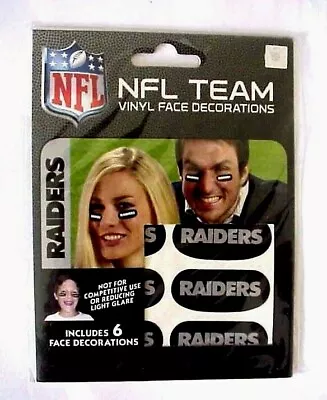 NFL OAKLAND RAIDERS Logo 6 Pack Eye Black Strips Vinyl Face Decorations Stickers • $4.95