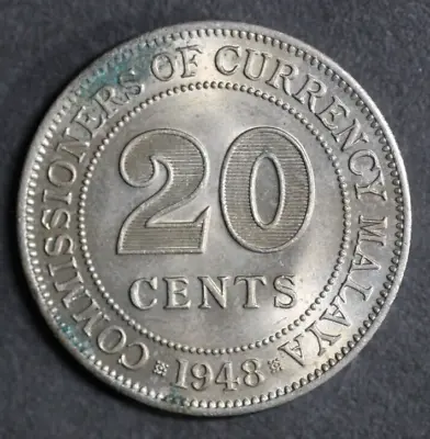 1948 Malaya 20 Cents Coin High Grade • $14.99
