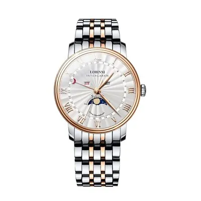 LOBINNI Men Moonphase Watch Luxury Watches Quartz Wristwatch Sapphire Week Date • $99