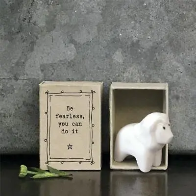 Porcelain Lion Matchbox Gift - Be Fearless You Can Do It Keepsake -East Of India • £6.25