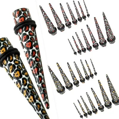 1Pair / 2Set Kit Ear Stretcher Streching Taper Acrylic Expander Piercing Leopard • £6.07