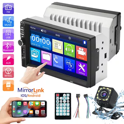7  Double 2 DIN Car MP5 Player Bluetooth Touch Screen Stereo Radio +12LED Camera • $36.99
