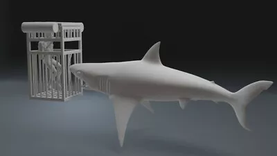 Jaws Hooper Shark Cage 4 Piece Diorama Shark Attack Set 3D Printed  • $165