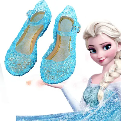 Girls Kids Sandals Jelly Shoes Princess Elsa Cosplay Fancy Dress Up Wedding Size • £6.99