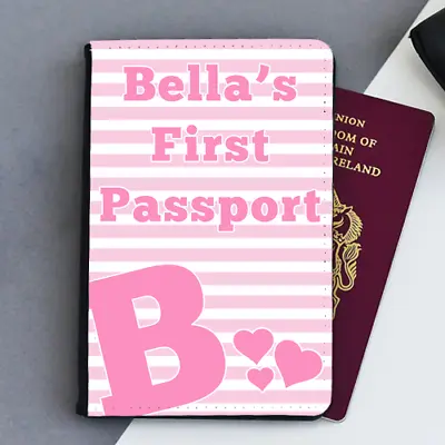 Personalised Custom Pink Girls Baby First Kids Children's Passport Holder Cover • £9.99