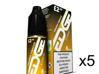 5x 10ml Edge E-Liquid Virginia Tobacco 3mg 6mg 12mg 18mg • £8.99