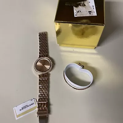 Michael Kors Darci Women's Rose Gold Tone Stainless Watch & Bracelet Set Mk3715 • $55