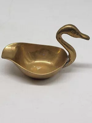 Vintage Mid-Century Brass Swan Trinket Tray Soap Dish Figurine Made India 5.5  • $9.60