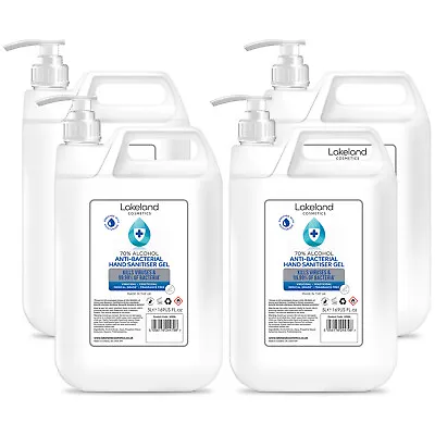 70% Alcohol Hand Sanitiser Gel With Pump Dispenser 4 X 5L Litre 20L Santizer • £59.99