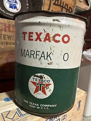 VTG Texaco Marfak O 5 Gallon 35 LB Oil Can Advertising Gas Oil Mancave No Lid • $55