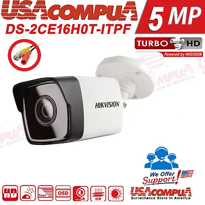 Hikvision 5MP MEGAPIXEL MINI Bullet DS-2CE16H0T-ITPF TVI/AHD/CVI/CVI Camera IP67 • $43.99