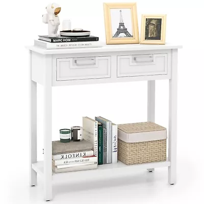 Modern Console Table 2 Drawer W/Shelf Dressing Table Hallway Hall Desk Furniture • £64.95