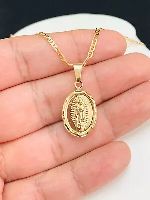 Virgen De Guadalupe Pendant • Mariner Link Necklace • Dije De Guadalupe 20x13mm. • $14.99