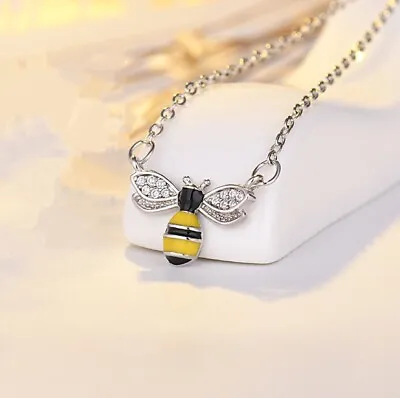 Stunning Bee Pendant Chain Necklace 925 Sterling Silver Women Girls Jewellery • £3.65