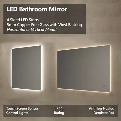 Back Lit 900mm 750mm 800mm 1200mm LED Light Anti Fog Fogless Bathroom Mirror ... • $535