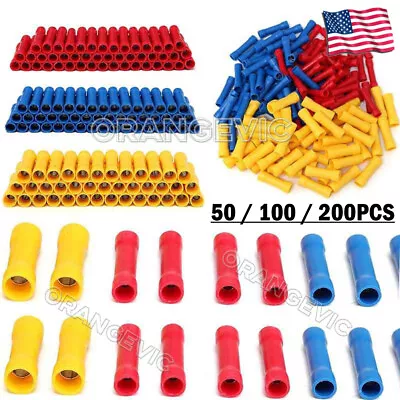 50-500x Insulated Straight Crimp Terminal Electrical Splice Butt Wire Connectors • $10.52