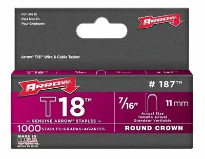 Arrow Fastener Company 187 7/16in. T18 Genuine Round Crown Staples 1000 Pc. • $4.50