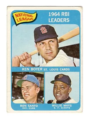 1965 Topps Baseball #6 N.l. Rbi Leaders - Willie Mays Ken Boyer Ron Santo Ex • $6.75